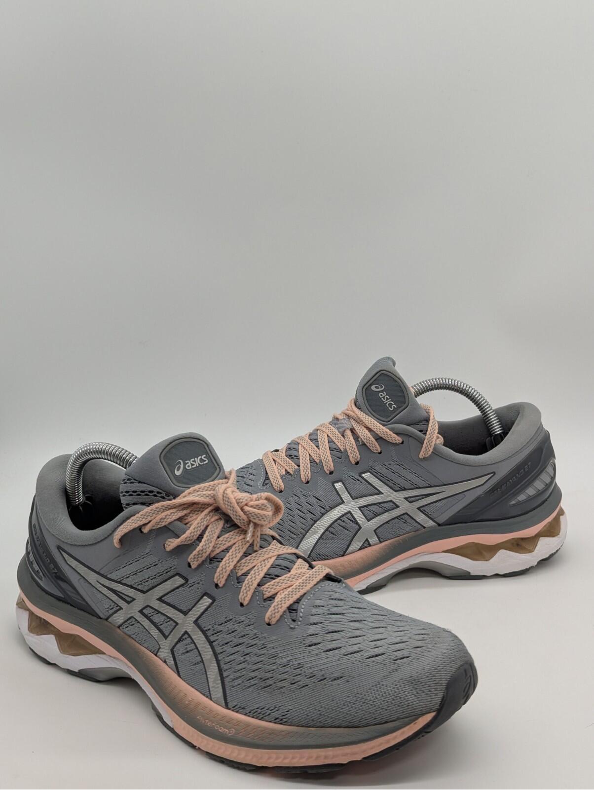Women's Size 10 Asics Gel-Kayano 27 Running Shoes Gray Peach Pink White 1012a649